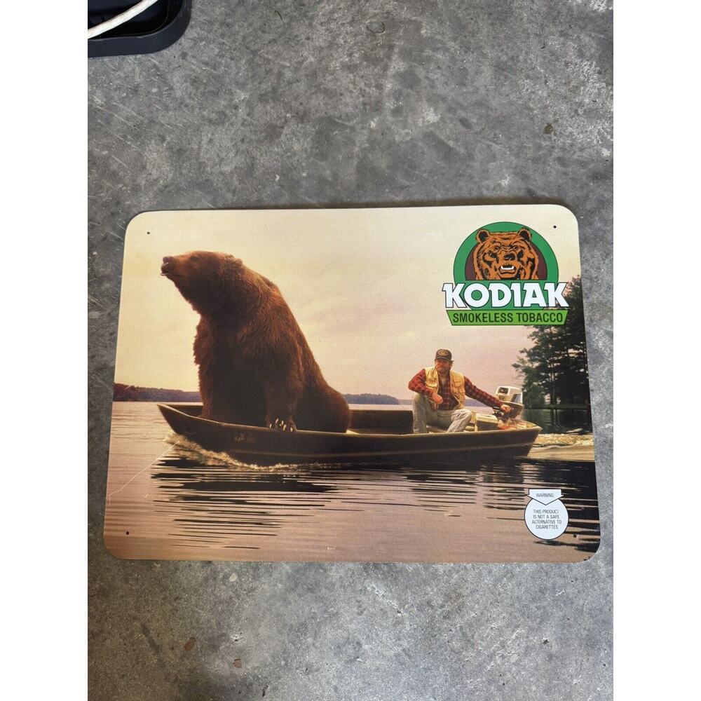 Vintage Kodiak Bear Store Display Sign Chewing Tobacco